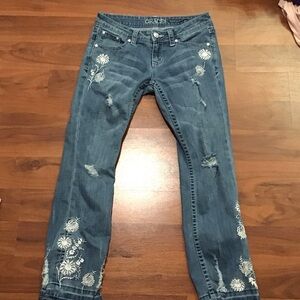 Grace Distressed Blue Floral Women's Jeans
